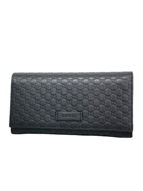 Gucci Handbags - Gucci Wallet Micro Guccissima Leather Black Champagne Gold